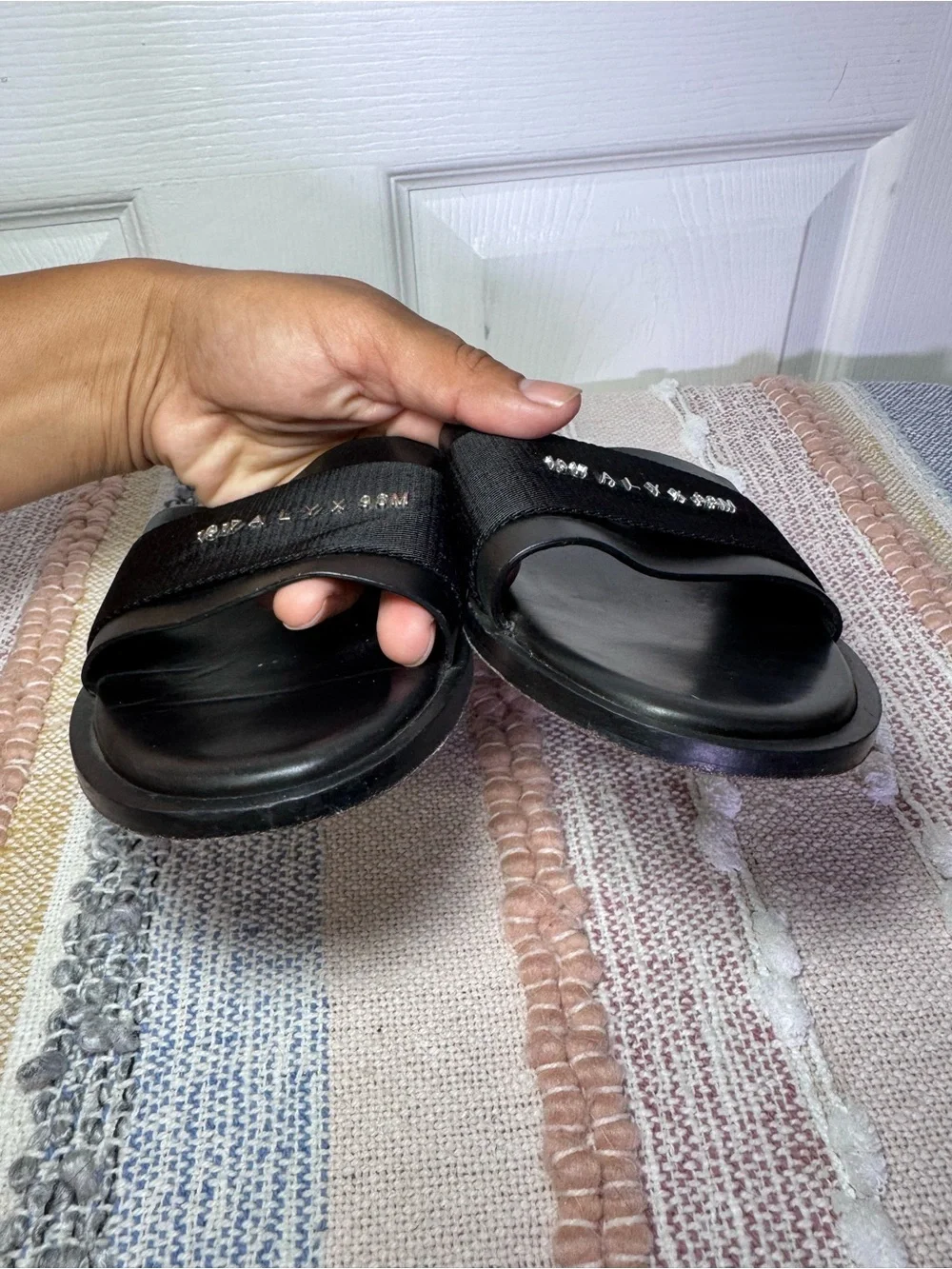 1017 ALYX 9SM Black Logo Band Slide Sandals